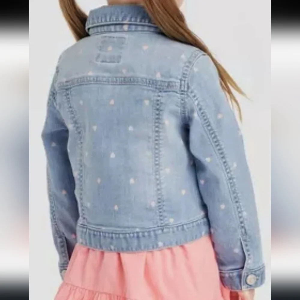OshKosh B'gosh Light Blue Jean Jacket with Heart Details Size 3T